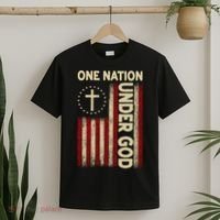 One Nation Under God Flag 4th Of July Patriotic Christian  T-Shirt thumb 2