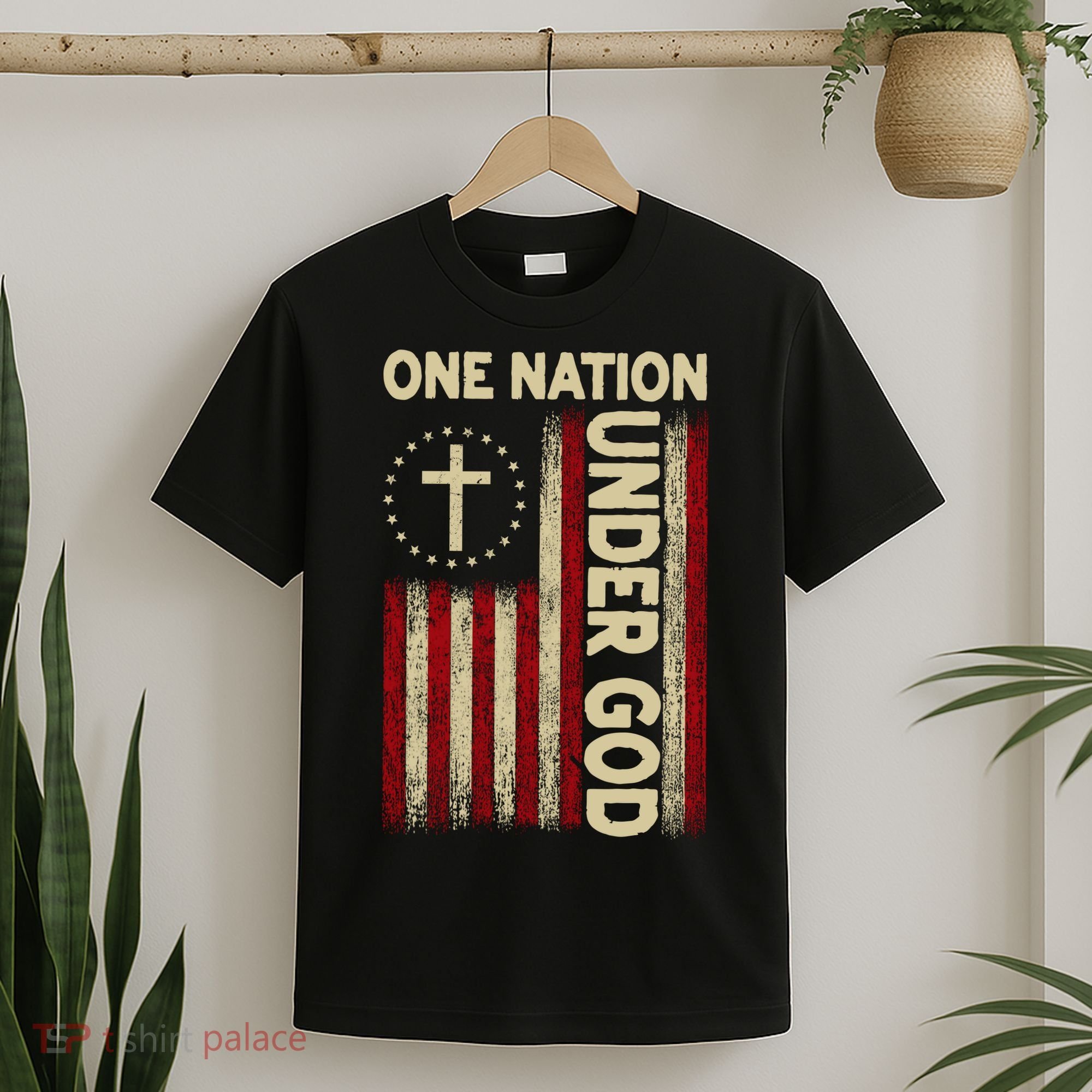 One Nation Under God Flag 4th Of July Patriotic Christian  T-Shirt