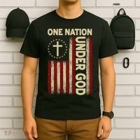 One Nation Under God Flag 4th Of July Patriotic Christian  T-Shirt thumb 6