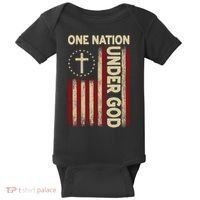 One Nation Under God Flag 4th Of July Patriotic Christian  Baby Bodysuit thumb 0