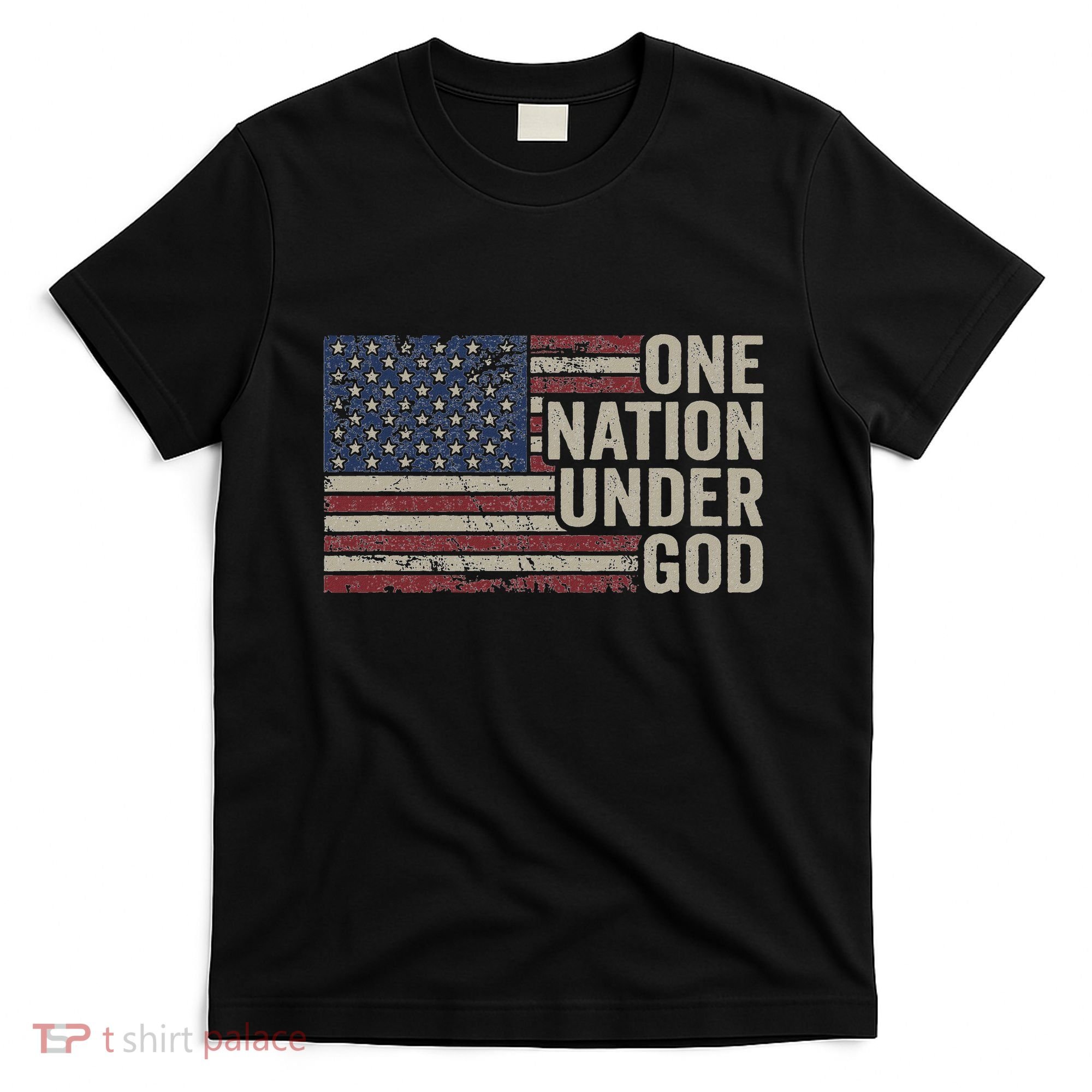 One Nation Under God Christian Usa Vintage American Flag T-Shirt