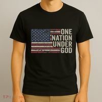 One Nation Under God Christian Usa Vintage American Flag T-Shirt thumb 3