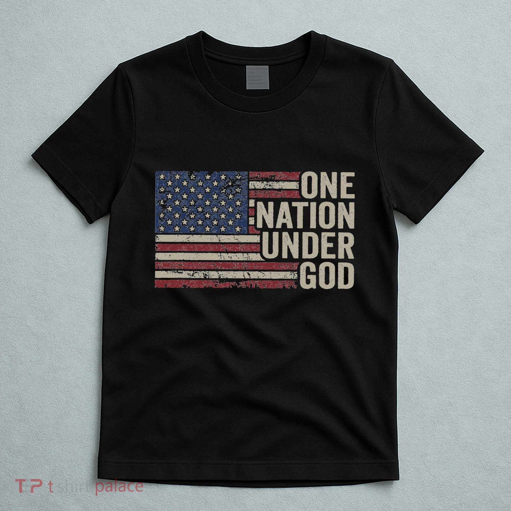 One Nation Under God Christian Usa Vintage American Flag T-Shirt