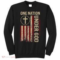 One Nation Under God Flag 4th Of July Patriotic Christian Sweatshirt thumb 0