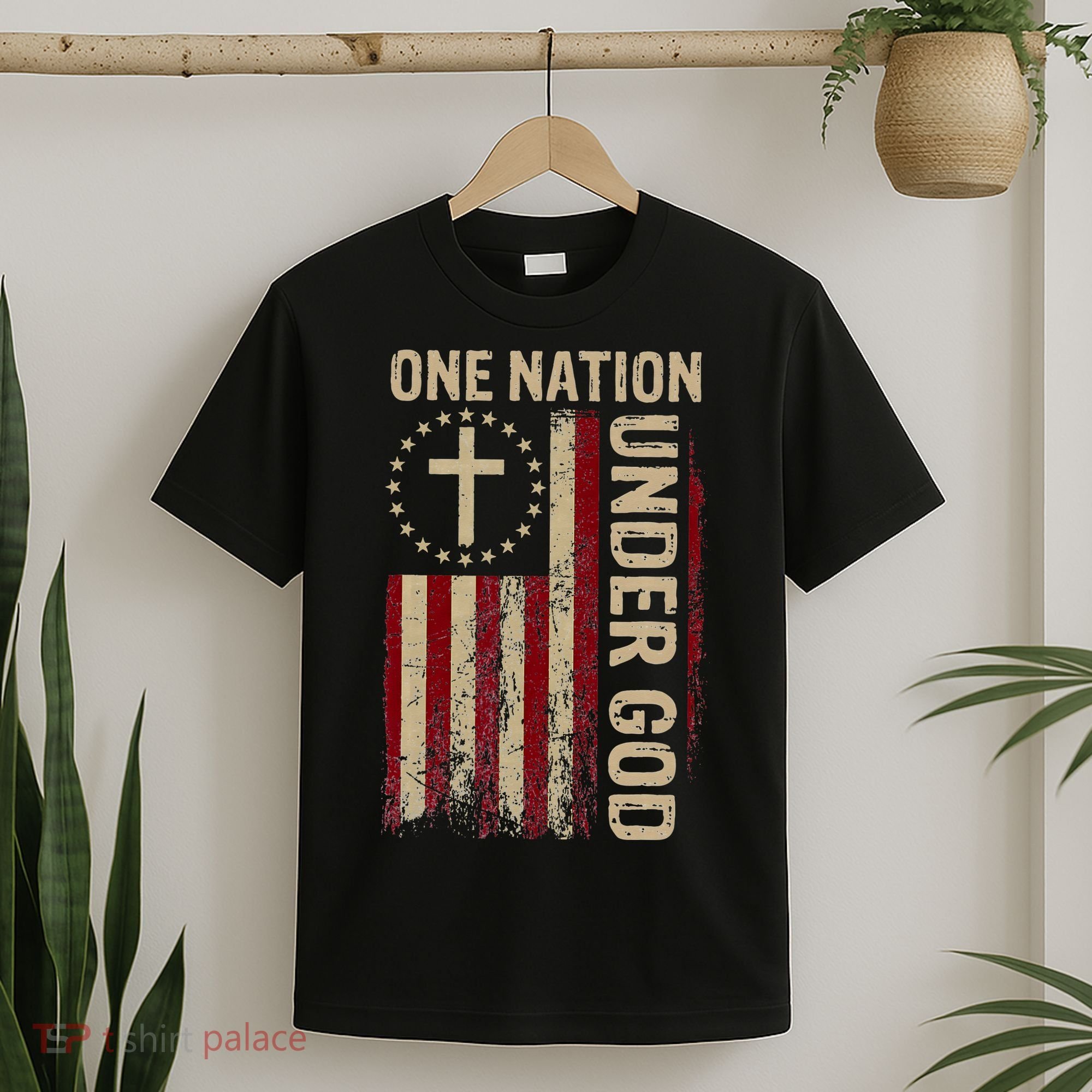 One Nation Under God Flag 4th Of July Patriotic Christian T-Shirt