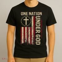 One Nation Under God Flag 4th Of July Patriotic Christian T-Shirt thumb 3