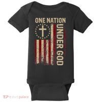 One Nation Under God Flag 4th Of July Patriotic Christian Baby Bodysuit thumb 0