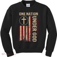 One Nation Under God Flag 4th Of July Patriotic Christian Kids Sweatshirt thumb 0