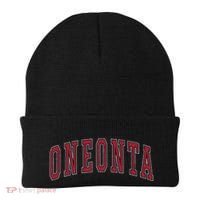 Oneonta New York Souvenir College Style Red Text Beanie thumb 0