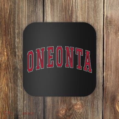 Oneonta New York Souvenir College Style Red Text Coaster