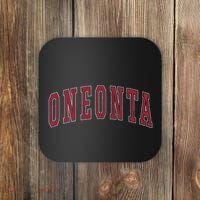 Oneonta New York Souvenir College Style Red Text Coaster thumb 0