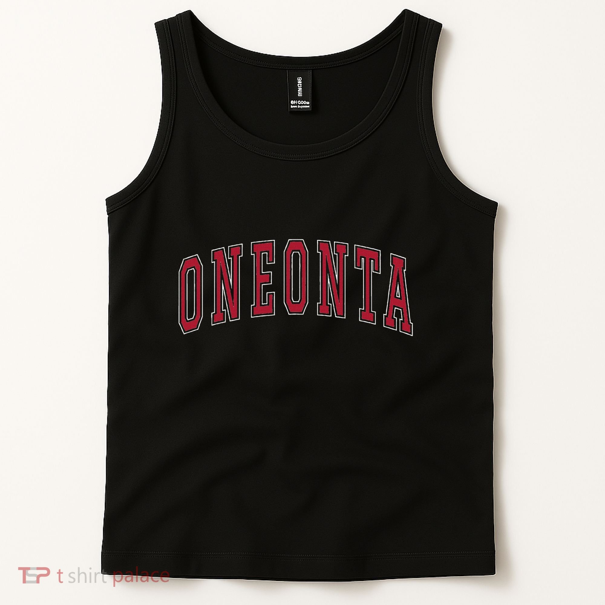Oneonta New York Souvenir College Style Red Text Tank Top