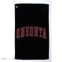 Oneonta New York Souvenir College Style Red Text Golf Towel thumb 0