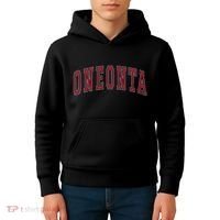 Oneonta New York Souvenir College Style Red Text Kids Hoodie thumb 4