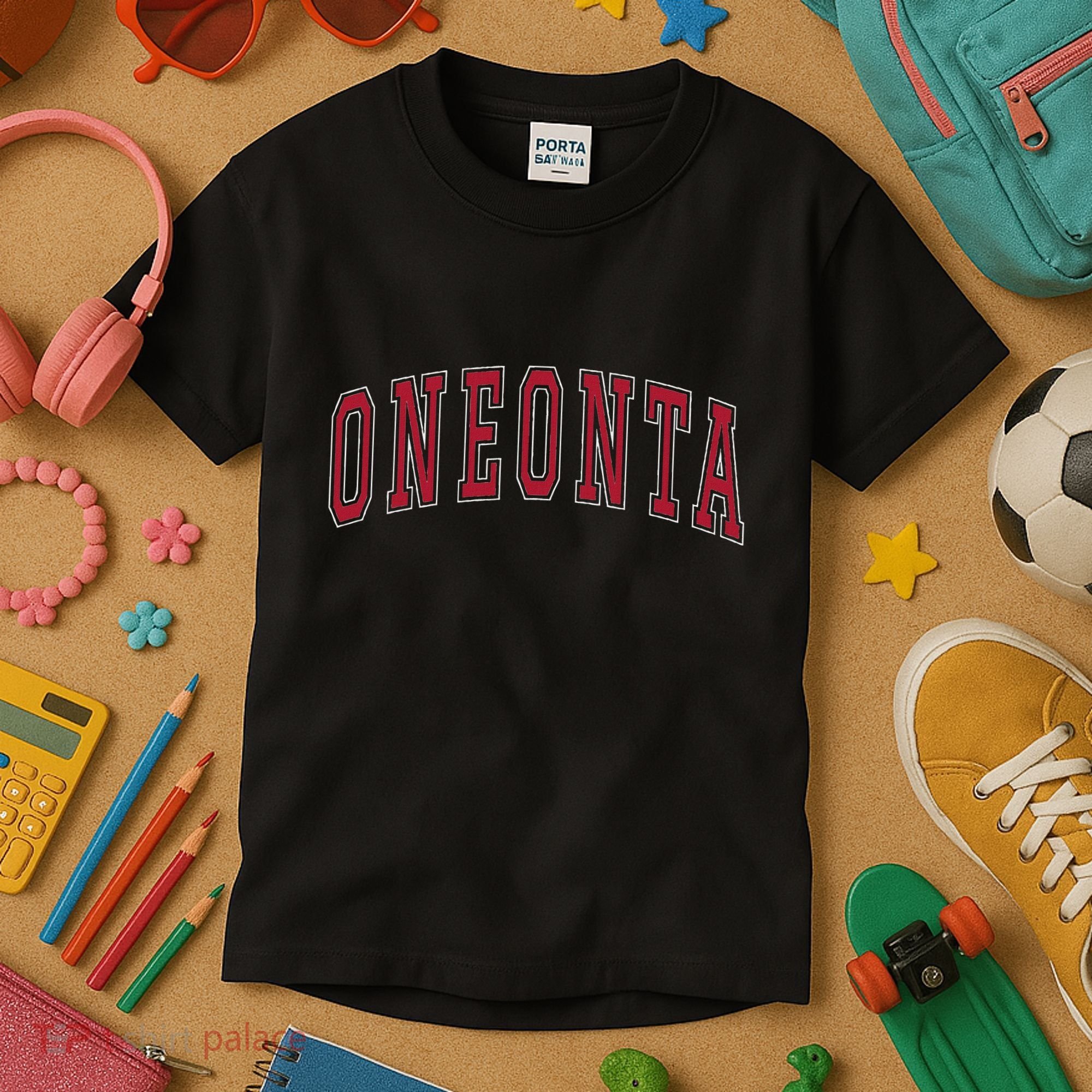 Oneonta New York Souvenir College Style Red Text Kids T-Shirt