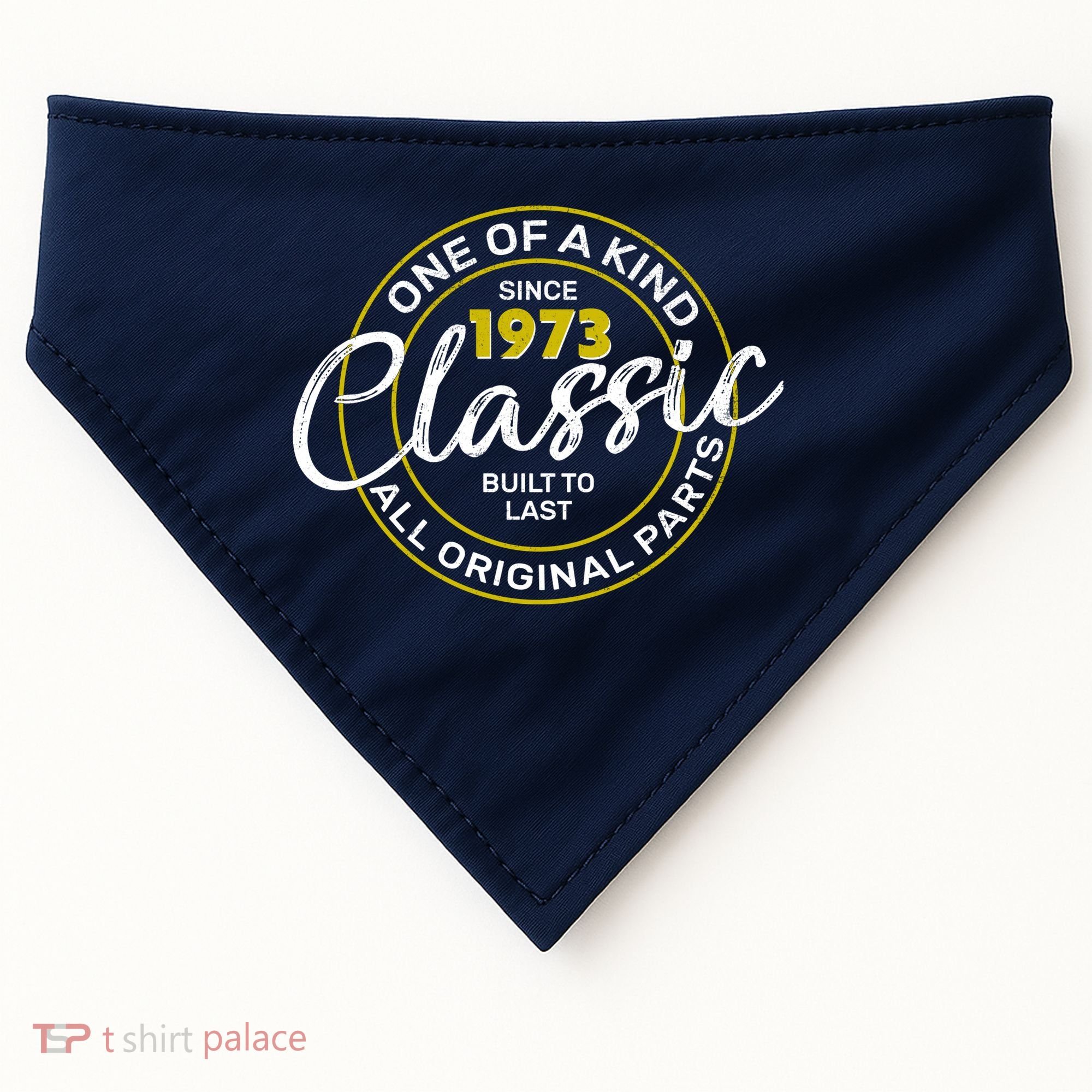 One Of A Kind Since 1973 Classic 50th Birthday USA-Made Doggie Bandana