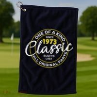 One Of A Kind Since 1973 Classic 50th Birthday Golf Towel thumb 1