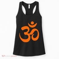 Om Omkar Aum Symbol Orange Graphic Spiritual Yoga Meditation Women's Tank Top thumb 0