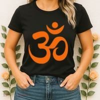 Om Omkar Aum Symbol Orange Graphic Spiritual Yoga Meditation Women's T-Shirt thumb 2