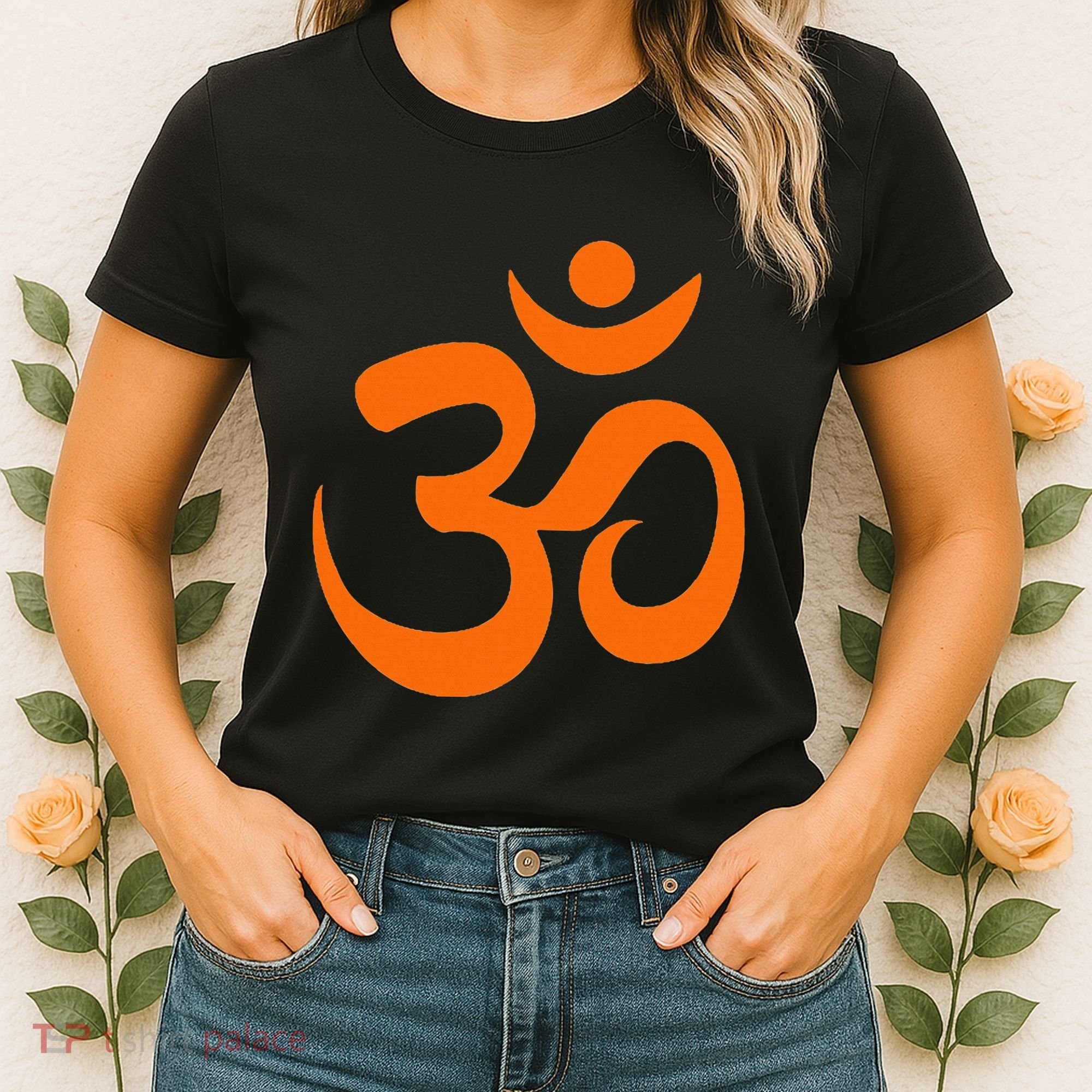 Om Omkar Aum Symbol Orange Graphic Spiritual Yoga Meditation Women's T-Shirt