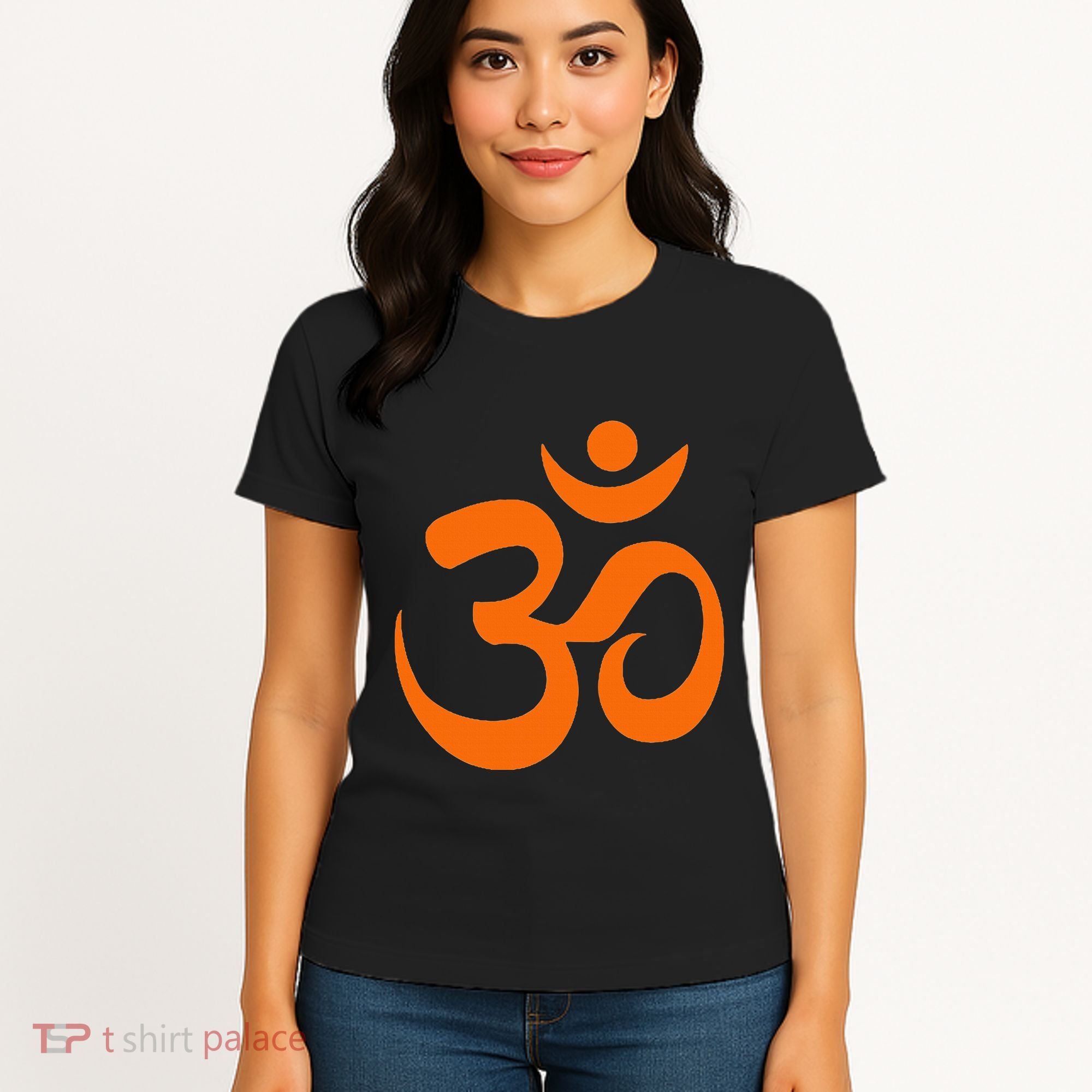 Om Omkar Aum Symbol Orange Graphic Spiritual Yoga Meditation Women's T-Shirt