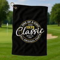 One Of A Kind Since 1975 Classic 50th Birthday Golf Towel thumb 1