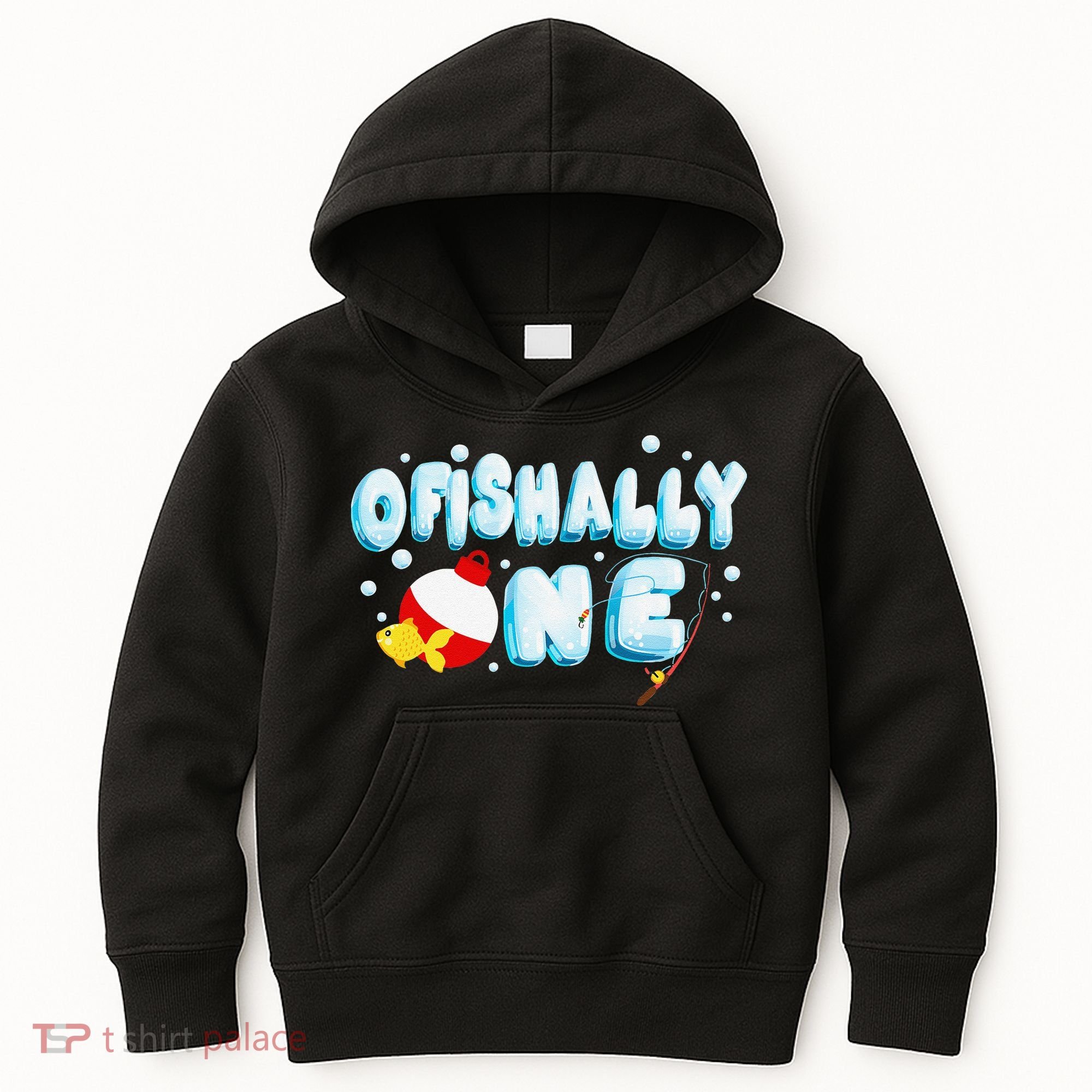 Ofishally One Birthday Outfit For Fish Lover Kids Hoodie