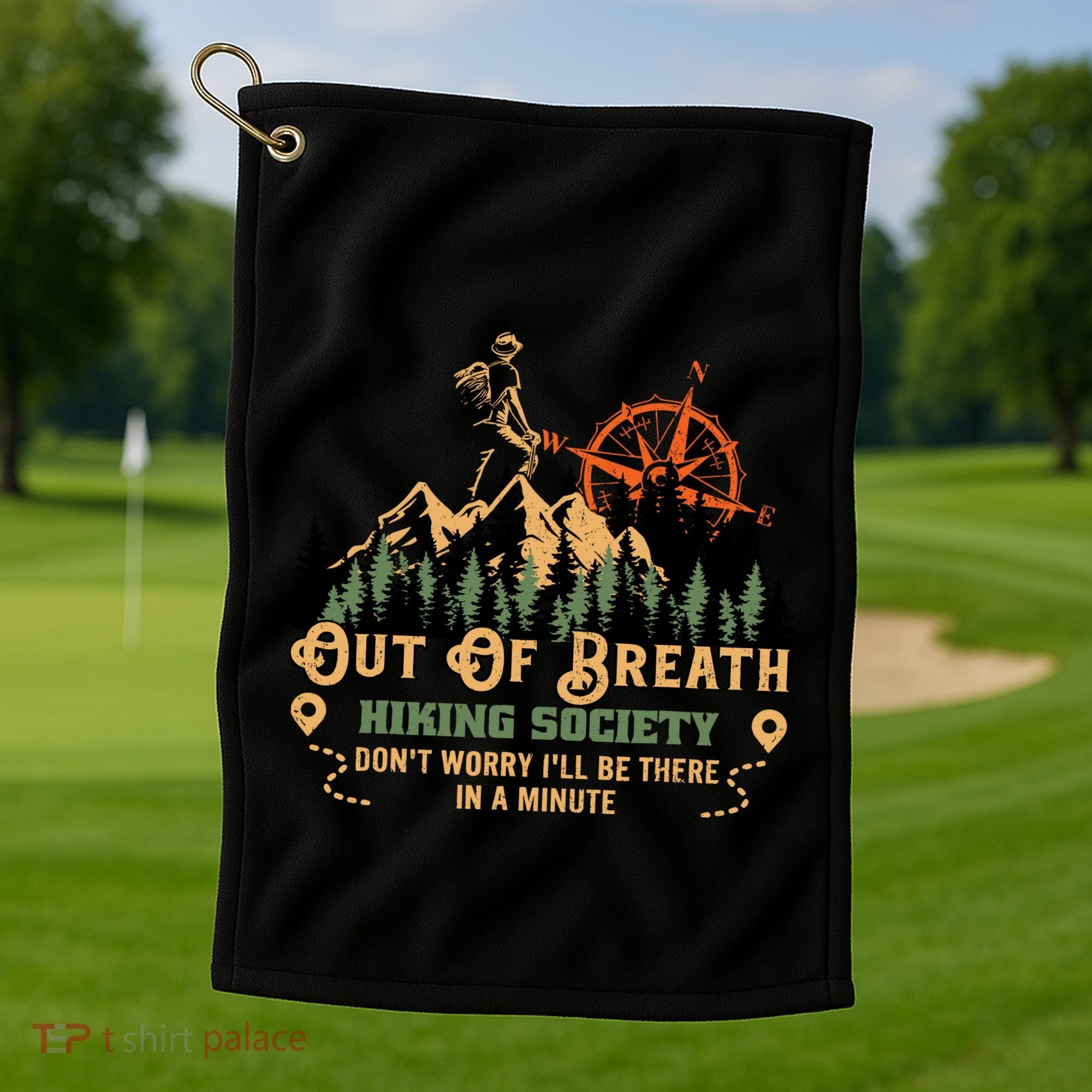 Out Of Breath Hiking Society Golf Towel