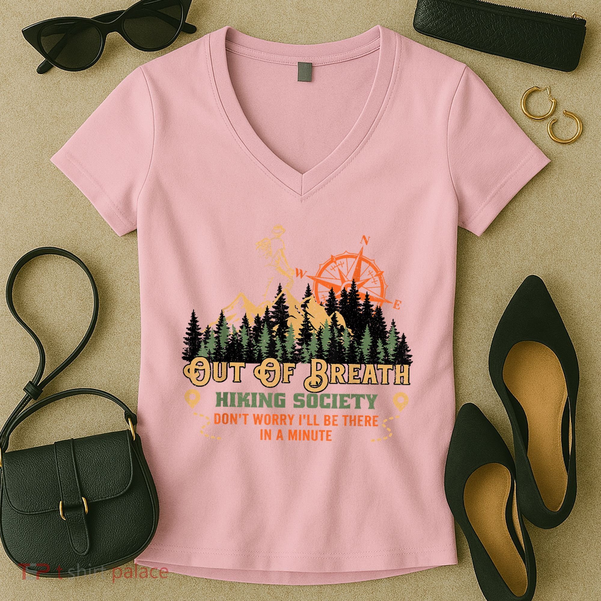 Out Of Breath Hiking Society Women's V-Neck T-Shirt