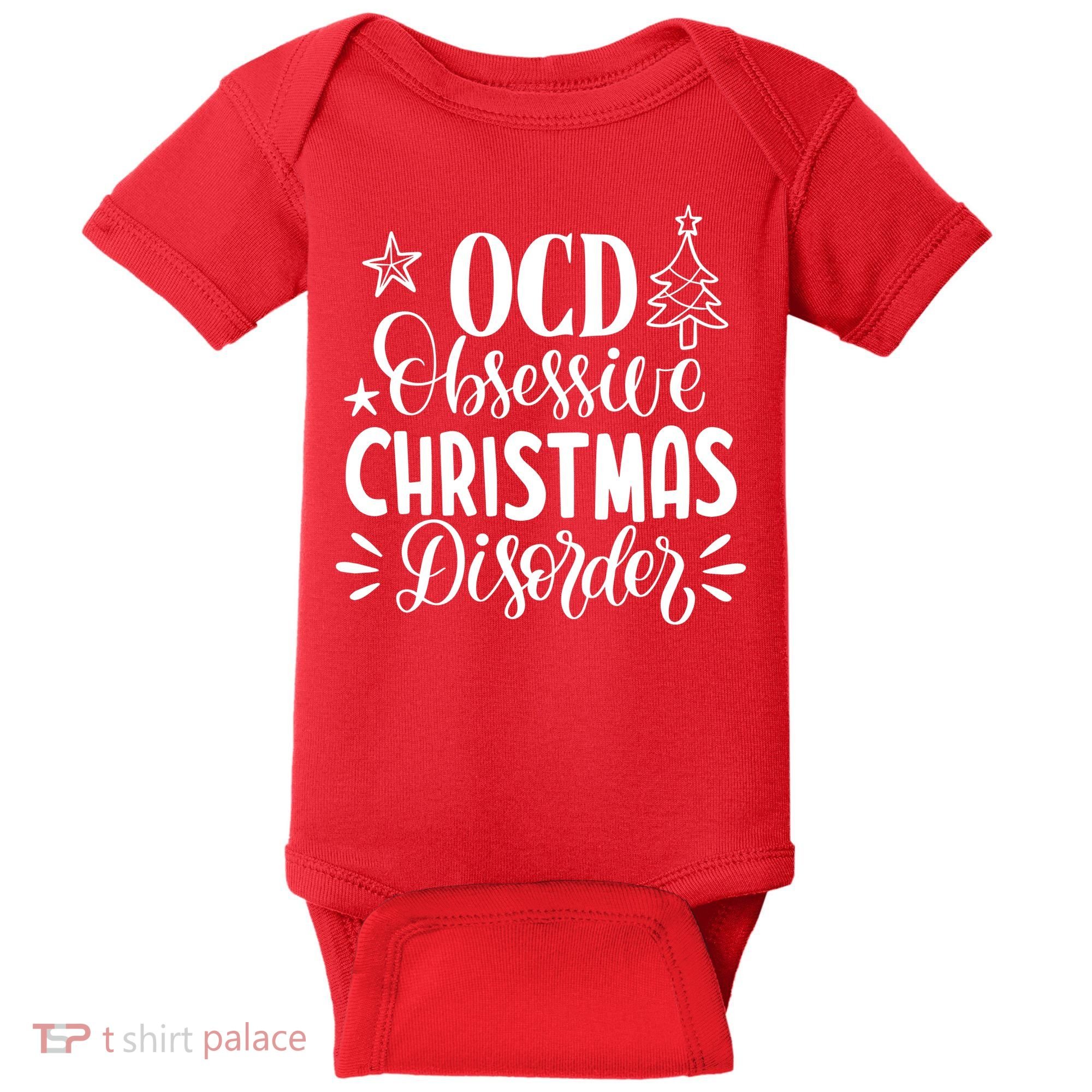 OCD Obsessive Christmas Disorder Funny Baby Bodysuit