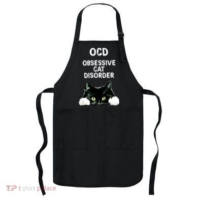 Ocd Obsessive Cat Disorder Animals Black And White Cat Apron
