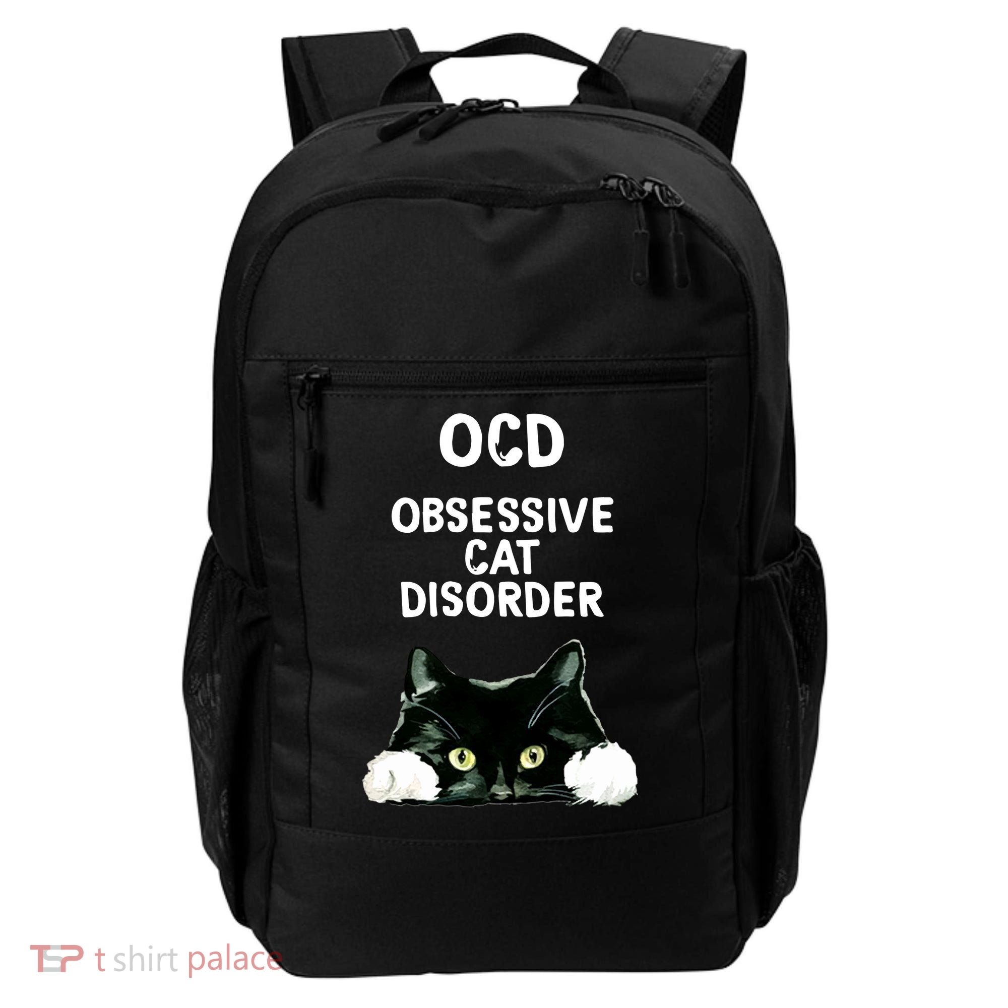 Ocd Obsessive Cat Disorder Animals Black And White Cat Backpack