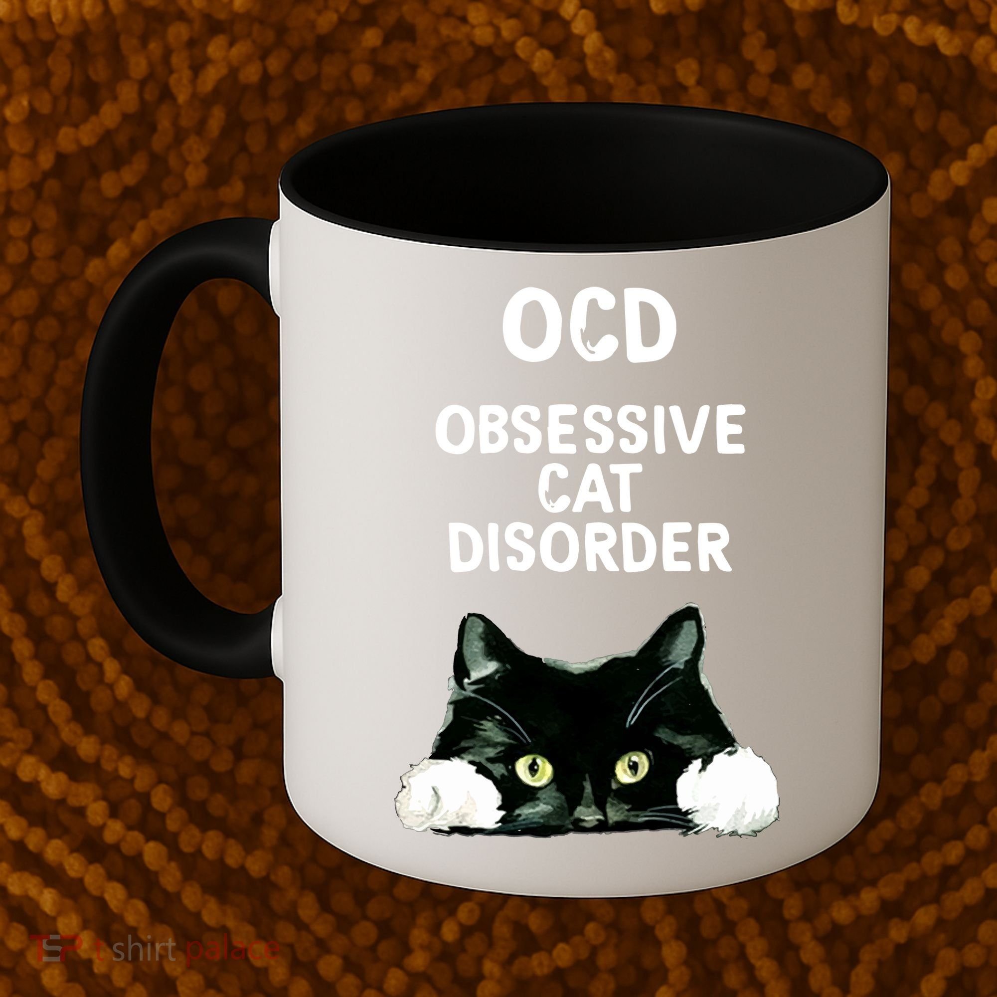 Ocd Obsessive Cat Disorder Animals Black And White Cat Coffee Mug