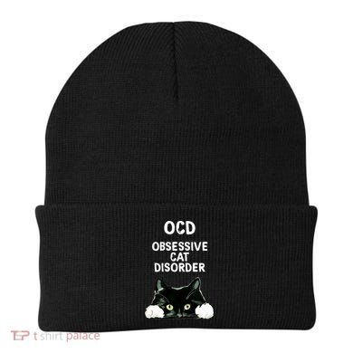 Ocd Obsessive Cat Disorder Animals Black And White Cat Beanie