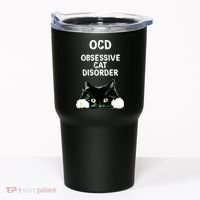 Ocd Obsessive Cat Disorder Animals Black And White Cat Tumbler thumb 0