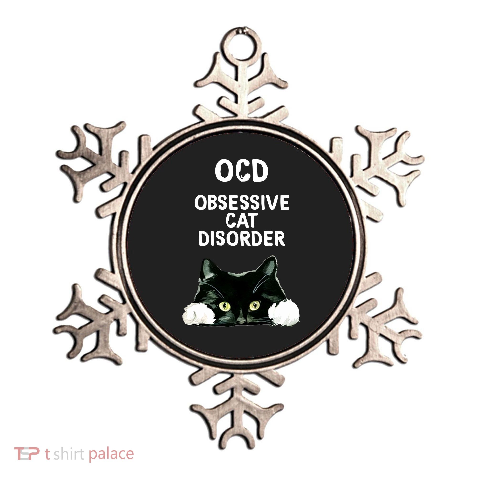 Ocd Obsessive Cat Disorder Animals Black And White Cat Ornament