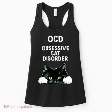 Ocd Obsessive Cat Disorder Animals Black And White Cat Women's Tank Top