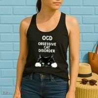 Ocd Obsessive Cat Disorder Animals Black And White Cat Women's Tank Top thumb 2