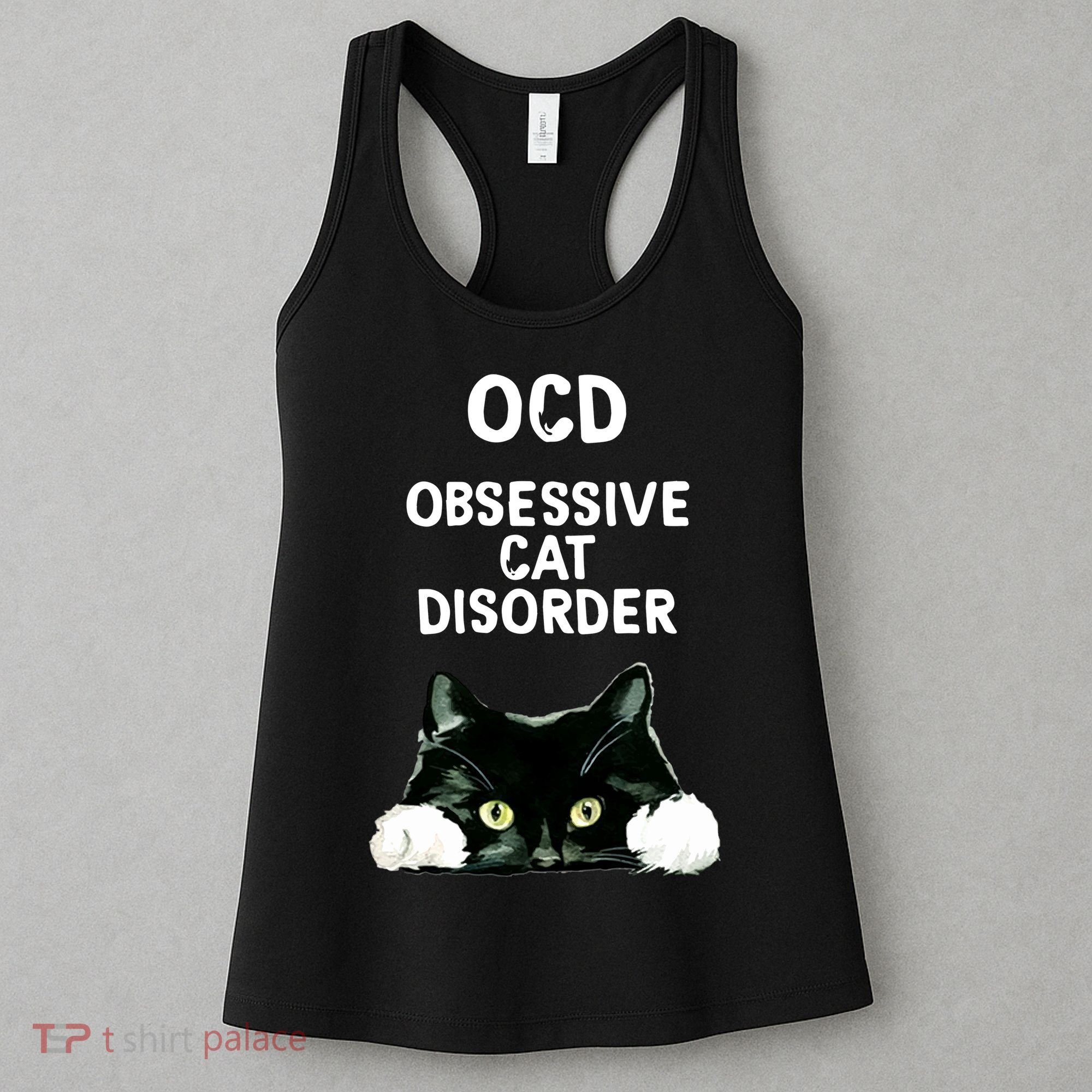 Ocd Obsessive Cat Disorder Animals Black And White Cat Women's Tank Top