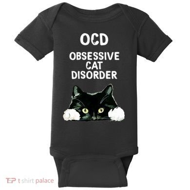 Ocd Obsessive Cat Disorder Animals Black And White Cat Baby Bodysuit
