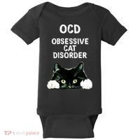 Ocd Obsessive Cat Disorder Animals Black And White Cat Baby Bodysuit thumb 0