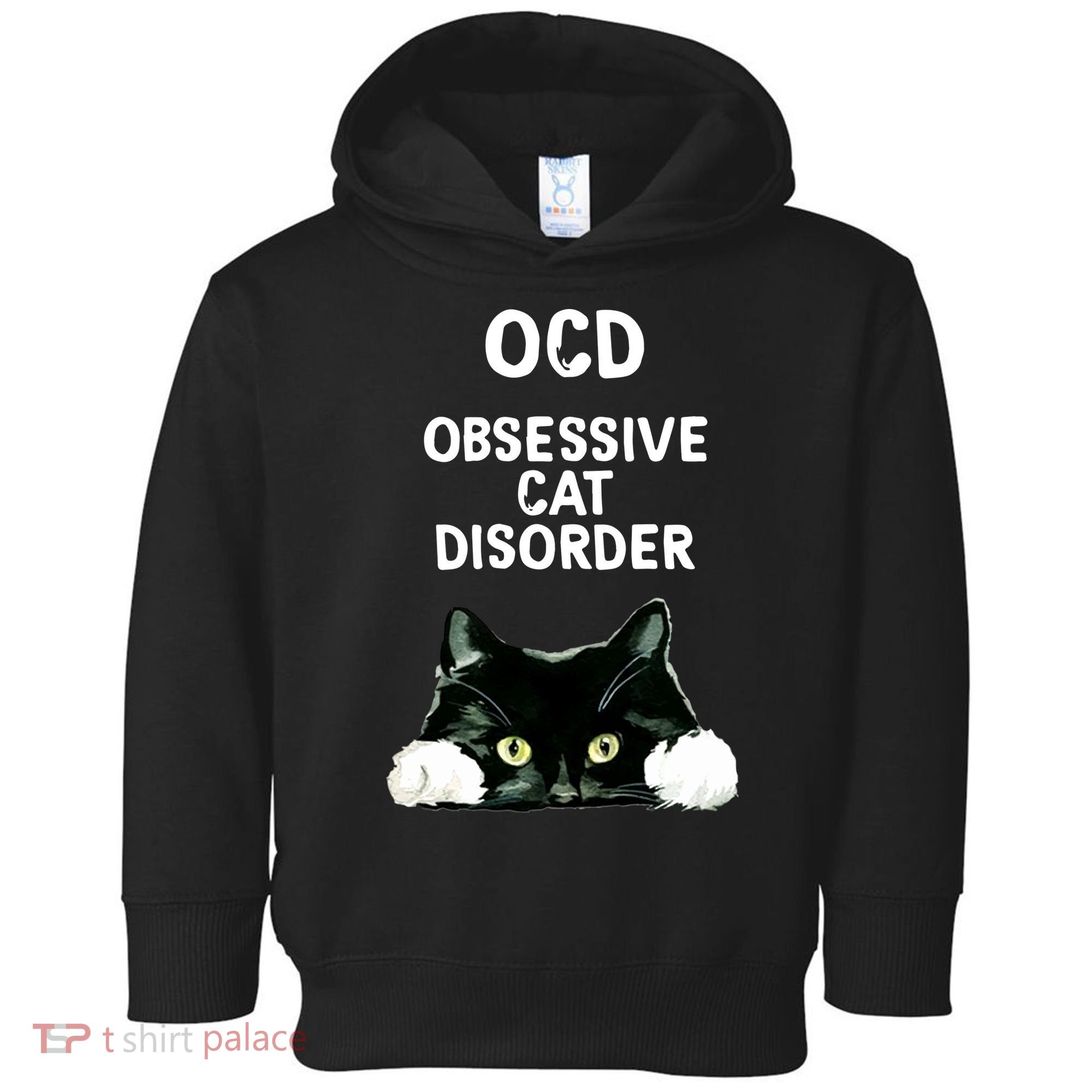 Ocd Obsessive Cat Disorder Animals Black And White Cat Toddler Hoodie