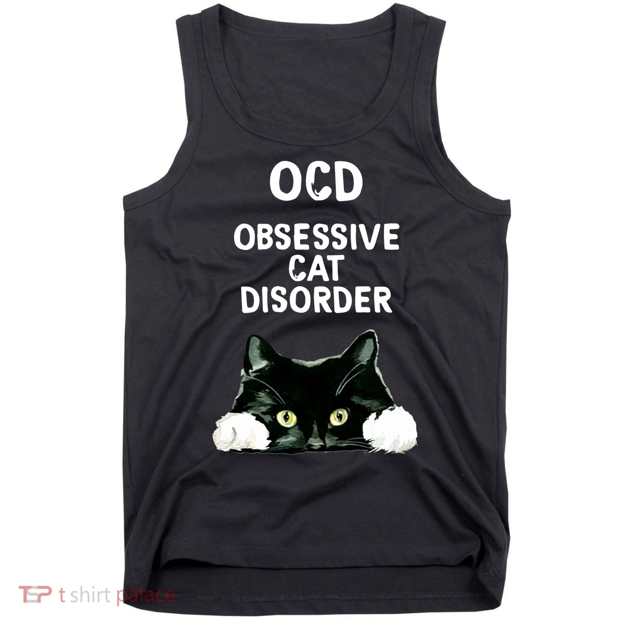 Ocd Obsessive Cat Disorder Animals Black And White Cat Tank Top