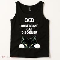 Ocd Obsessive Cat Disorder Animals Black And White Cat Tank Top thumb 2