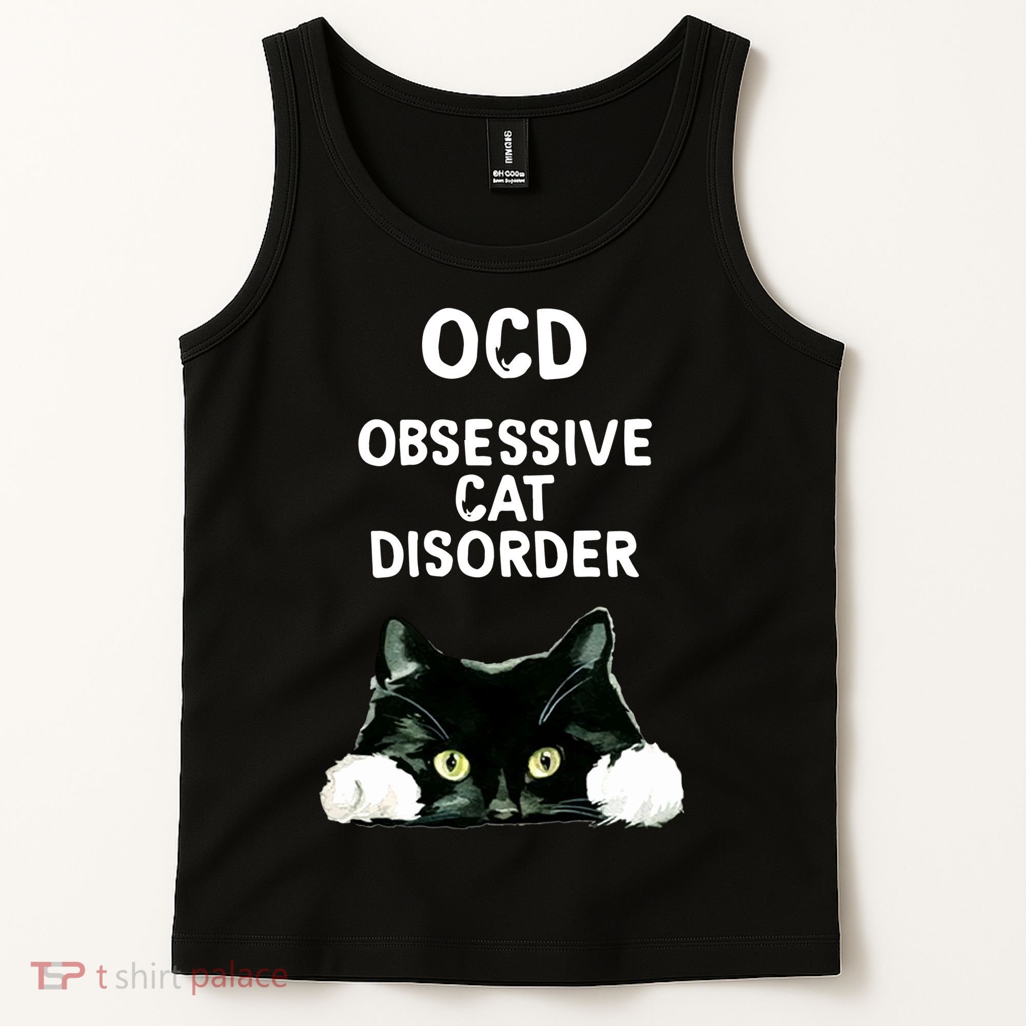 Ocd Obsessive Cat Disorder Animals Black And White Cat Tank Top