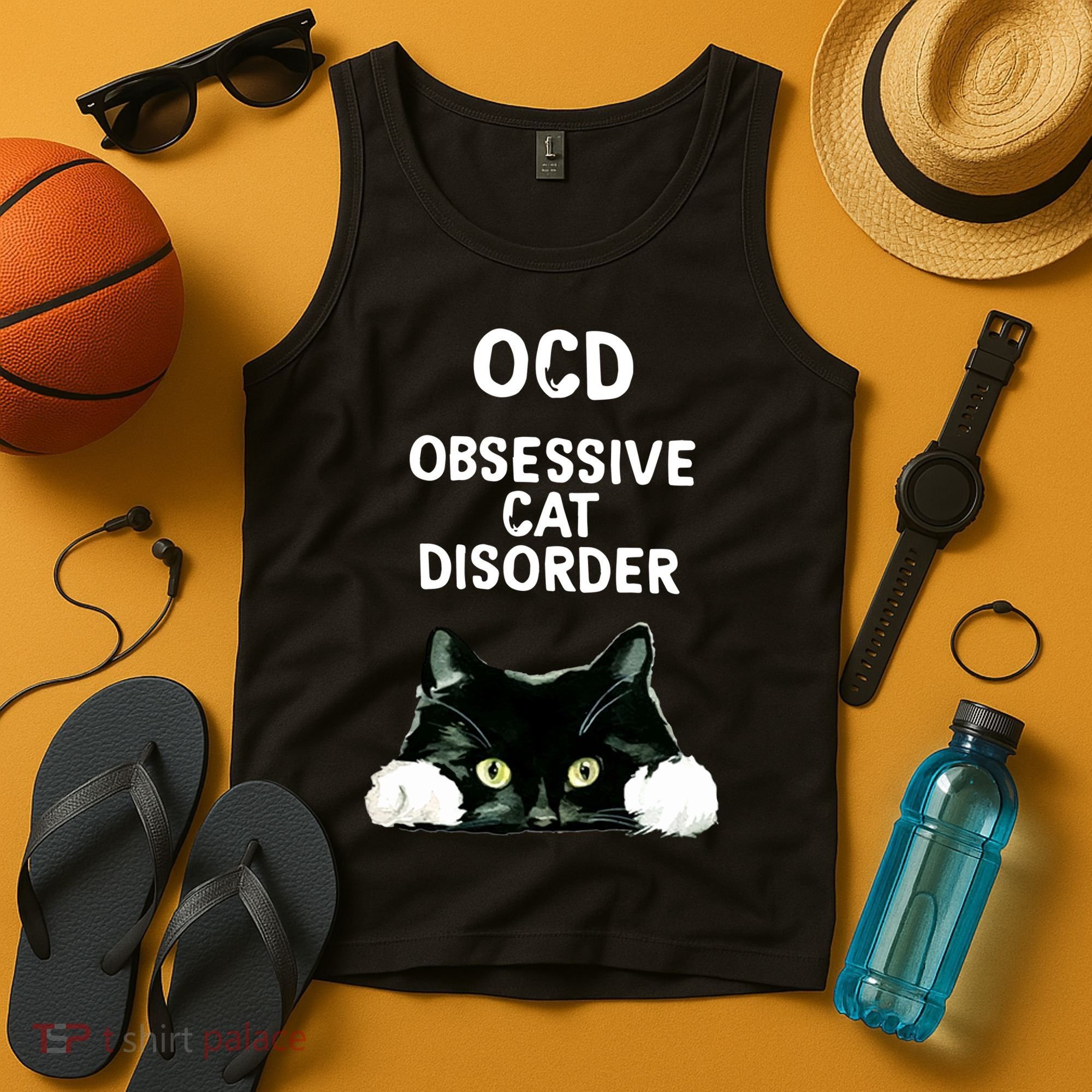 Ocd Obsessive Cat Disorder Animals Black And White Cat Tank Top