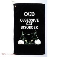 Ocd Obsessive Cat Disorder Animals Black And White Cat Golf Towel thumb 0