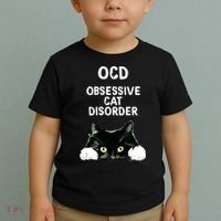Ocd Obsessive Cat Disorder Animals Black And White Cat Toddler T-Shirt thumb 2
