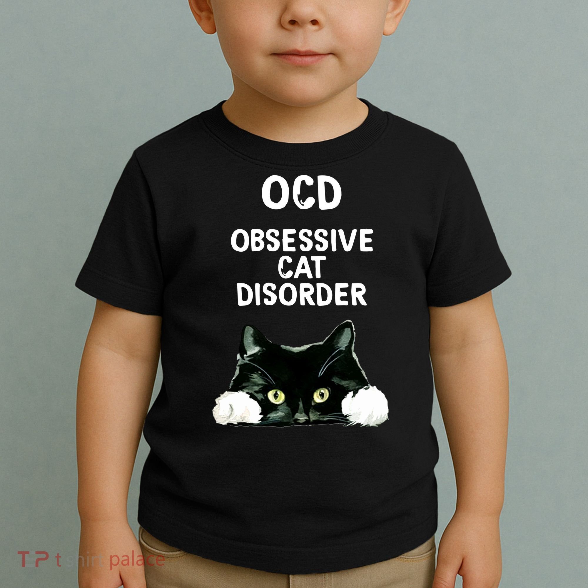 Ocd Obsessive Cat Disorder Animals Black And White Cat Toddler T-Shirt