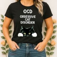 Ocd Obsessive Cat Disorder Animals Black And White Cat Women's T-Shirt thumb 2